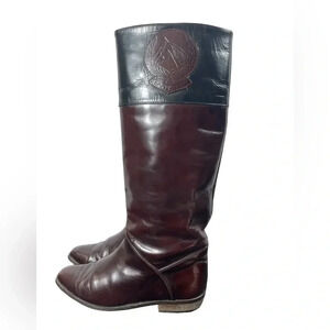 Ascot  1908 Equestrian Embossed Riding Boots Brown Black Leather Size 37/6.5